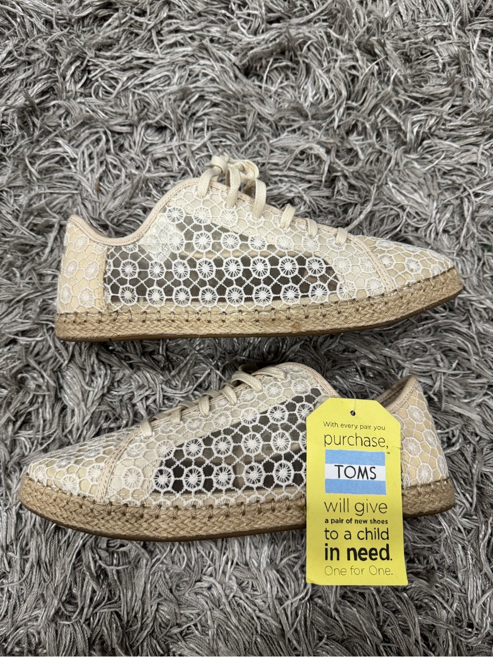 TOMS Lena Cream Lace Espadrille Lace-Up Sneakers